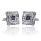 Classic Luxury Rhinestone Crystal Square Custom Enamel Men's Cufflink
