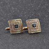 Classic Luxury Rhinestone Crystal Square Custom Enamel Men's Cufflink