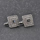 Classic Luxury Rhinestone Crystal Square Custom Enamel Men's Cufflink