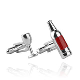 Cufflink Red Wine Glass & Bottle