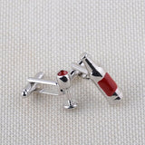 Cufflink Red Wine Glass & Bottle