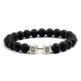 Natural Black Volcanic Lava Stone Dumbbell Bracelet