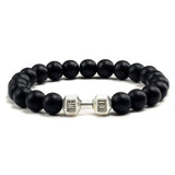 Natural Black Volcanic Lava Stone Dumbbell Bracelet