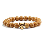 Gold Leopard Head Beads Buddha Bracelet