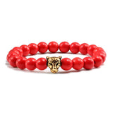 Gold Leopard Head Beads Buddha Bracelet