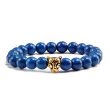 Gold Leopard Head Beads Buddha Bracelet
