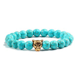 Gold Leopard Head Beads Buddha Bracelet