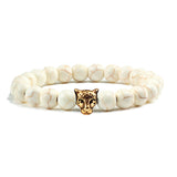 Gold Leopard Head Beads Buddha Bracelet