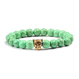 Gold Leopard Head Beads Buddha Bracelet