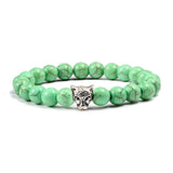 Gold Leopard Head Beads Buddha Bracelet