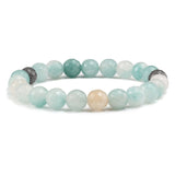 Natural Stone White Pink Purple Beads Men Bracelet
