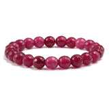 Natural Stone White Pink Purple Beads Men Bracelet