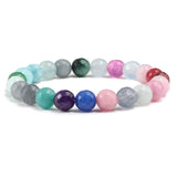 Natural Stone White Pink Purple Beads Men Bracelet