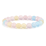 Natural Stone White Pink Purple Beads Men Bracelet