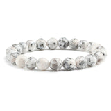 Natural Stone White Pink Purple Beads Men Bracelet