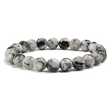 Natural Stone White Pink Purple Beads Men Bracelet