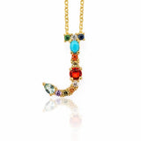 Gold Color Initial Multicolor Personalized Letter Necklace Name Jewelry For Women