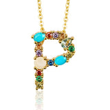 Gold Color Initial Multicolor Personalized Letter Necklace Name Jewelry For Women