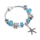Silver Heart Star Crystal Charm Bracelet