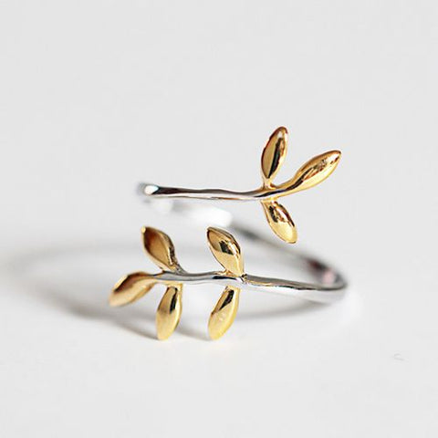 Silver Rings For Women Leaf Gold