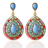 Retro Rhinestone Bead Drop Bohemian Earrings For Women