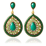 Retro Rhinestone Bead Drop Bohemian Earrings For Women