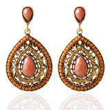 Retro Rhinestone Bead Drop Bohemian Earrings For Women