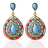 Retro Rhinestone Bead Drop Bohemian Earrings For Women