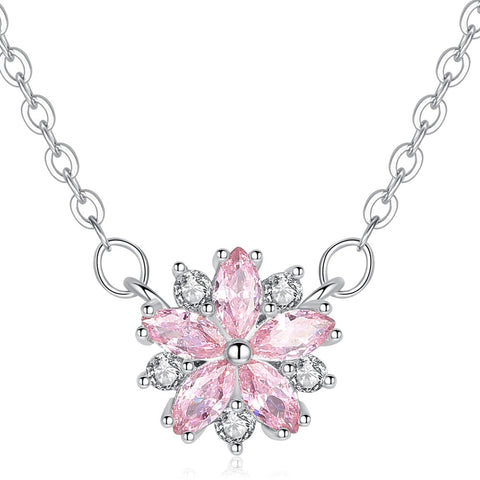 Pink Color Flower Necklace For Woman