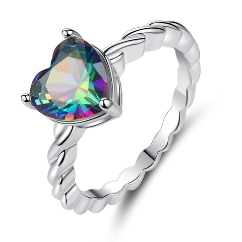 Rainbow Heart Ring For Woman